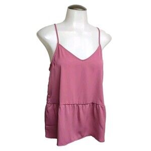 Olive and Oak Top Women Small Sleeveless Tank Spaghetti Straps Keyhole Pink S